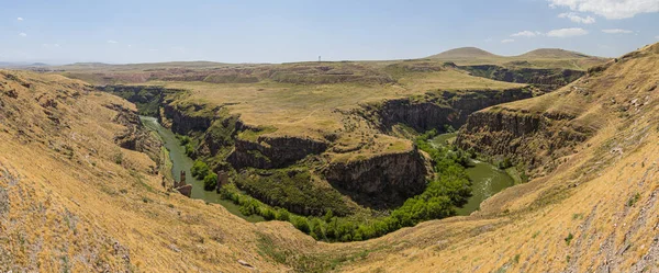 Dolina Rzeki Akhuryan Arpachay Między Turcją Armenią — Zdjęcie stockowe
