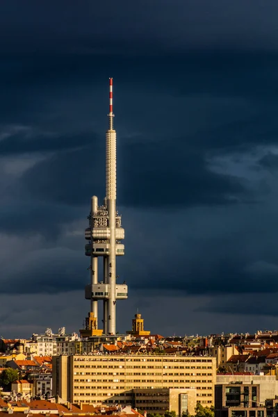 Stormy Sky Zizkovska Vez Tower Prague Czech Republic — Stock Photo, Image