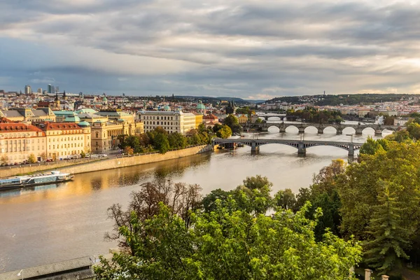 Aerial View Bridges Vltava River Prague Czech Republic — Stock Photo, Image