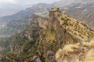Simien Dağları, Etiyopya 'nın kuzeyindeki yamaca bakın.