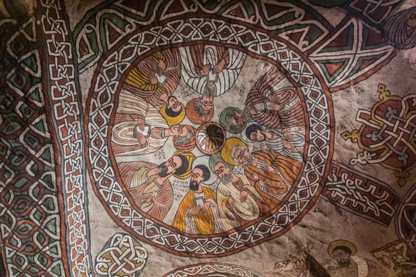 Tigray Äthiopien März 2019 Wandmalereien Der Kirche Abuna Yemata Guh — Stockfoto