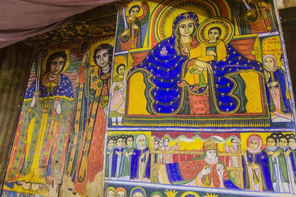 Axum Ethiopia Maart 2019 Kleurrijke Schilderijen Oude Kerk Van Mary — Stockfoto