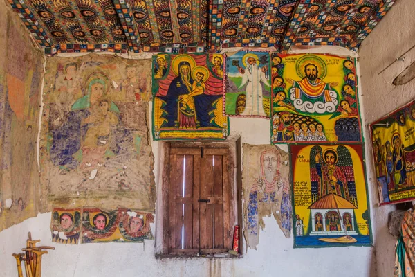 Axum Etiopia Marca 2019 Wnętrze Klasztoru Abba Pantelewon Koło Axum — Zdjęcie stockowe