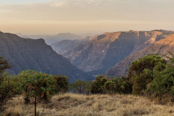 Vista Matutina Valle Las Montañas Simien Etiopía — Foto de Stock