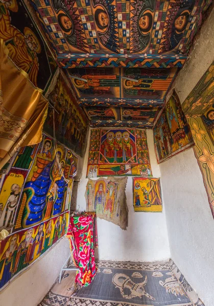 Axum Etiopia Marzo 2019 Dipinti Colorati Nel Monastero Abba Pantelewon — Foto Stock