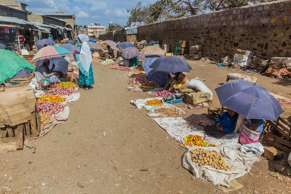 Axum Etiopia Marca 2019 Owoce Warzywa Głównym Rynku Axum Etiopia — Zdjęcie stockowe