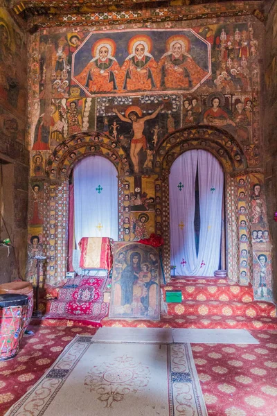 Gondar Etiopía Marzo 2019 Interior Colorido Iglesia Debre Birhan Berhan — Foto de Stock