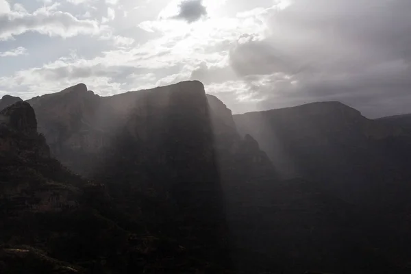 Sol Brillando Sobre Escarpa Las Montañas Simien Etiopía — Foto de Stock