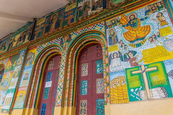 Axum Etiopia Marca 2019 Kolorowe Obrazy Kościoła Enda Iyesus Jezus — Zdjęcie stockowe