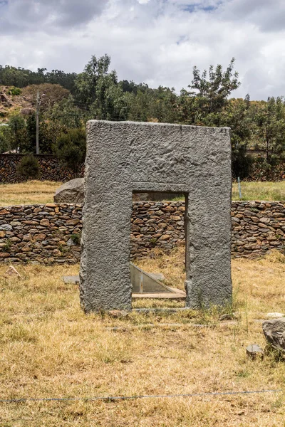 Entree Uit Steen Gehouwen Het Veld Van Noordelijke Stelae Axum — Stockfoto