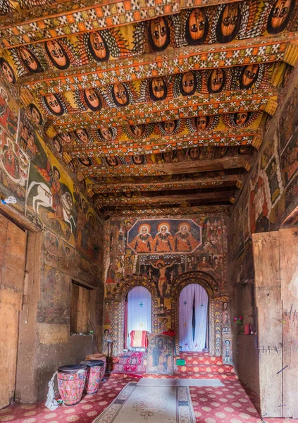 Gondar Etiopía Marzo 2019 Interior Colorido Iglesia Debre Birhan Berhan — Foto de Stock