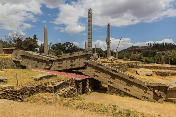 Uitzicht Het Veld Van Noordelijke Stelae Axum Ethiopi — Stockfoto