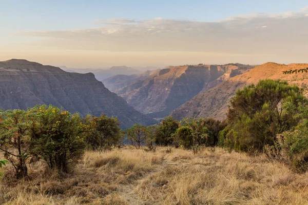 Vista Matutina Valle Las Montañas Simien Etiopía — Foto de Stock