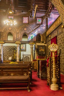 CAIRO, EGYPT - 28 HAZİRAN 2019: Kahire, Mısır 'daki Asılma Kilisesi' nin İçi