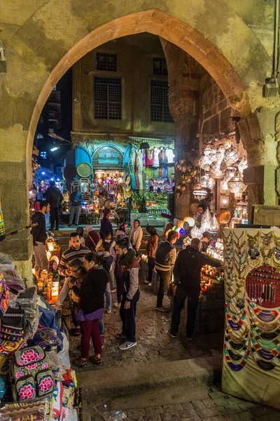 Kairo Egypt Styczeń 2019 Wieczorny Widok Bazar Khan Khalili Kairze — Zdjęcie stockowe