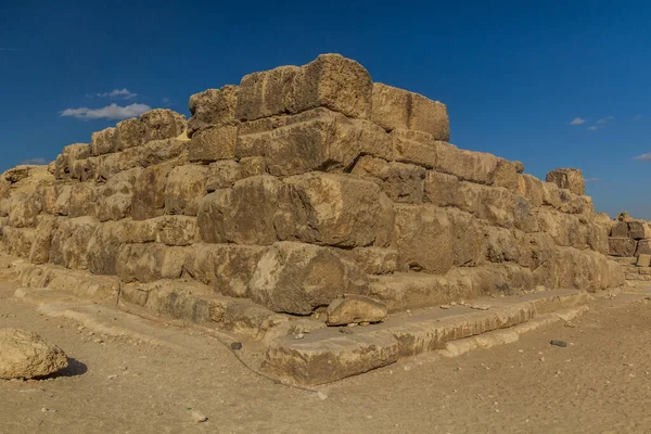 Massieve Stenen Muur Bij Piramides Giza Egypte — Stockfoto