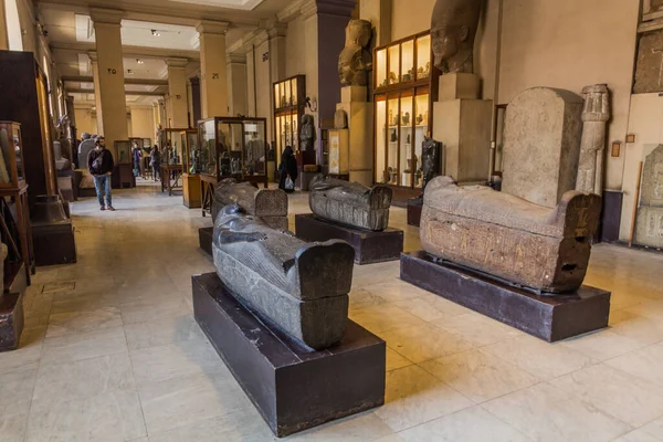 Kairo Egypt Styczeń 2019 Sarkofagi Muzeum Egipskim Kairze Egipt — Zdjęcie stockowe