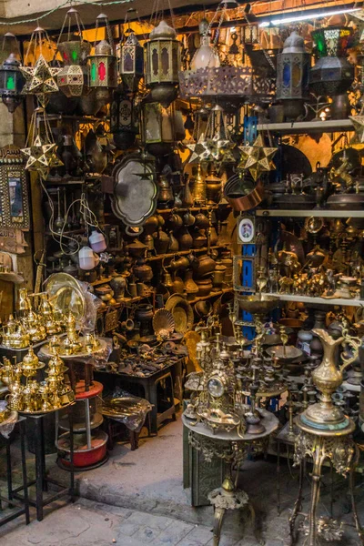 Cairo Egipto Enero 2019 Vista Una Tienda Bazar Khan Khalili — Foto de Stock