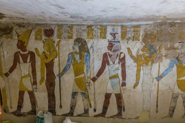 Bawiti Egypt 2019年2月5日 埃及巴哈利亚绿洲Bannentiu墓的壁画 — 图库照片