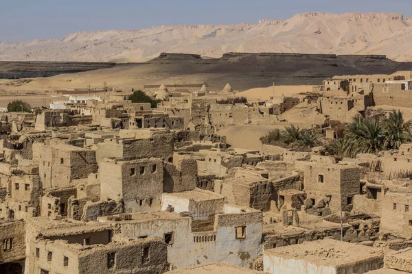 Dakhla Vahasındaki Qasr Köyünün Havadan Görünüşü Mısır — Stok fotoğraf