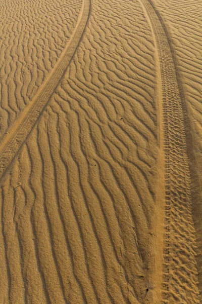 Trilhas Carro Deserto Areia — Fotografia de Stock