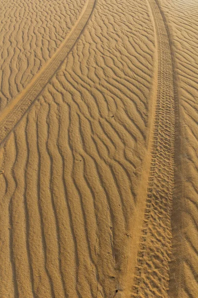 Trilhas Carro Deserto Areia — Fotografia de Stock