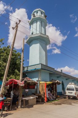 HARGEISA, SOMALILAND - 12 Nisan 2019: Somaliland 'ın başkenti Hargeisa' daki bir caminin minaresi