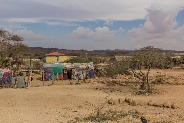 Vista Uma Pequena Aldeia Somalilândia — Fotografia de Stock