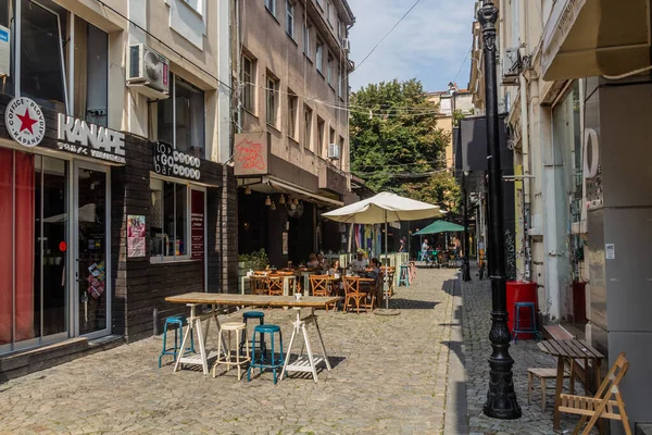 Plovdiv Bulgarien Juli 2019 Cobbled Street Gamla Stan Plovdiv Bulgarien — Stockfoto