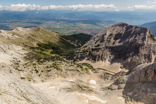 Vista Das Montanhas Pirin Com Cidade Bansko Bulgária — Fotografia de Stock