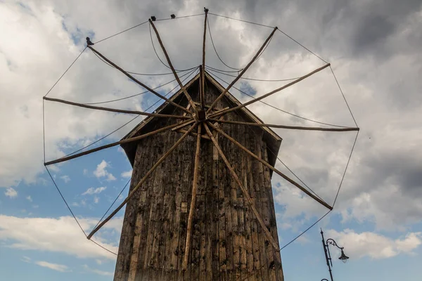 Holzwindmühle Nessebar Bulgarien — Stockfoto