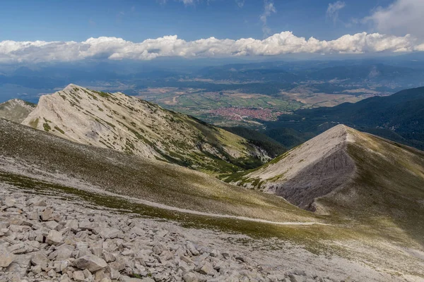 Vista Das Montanhas Pirin Com Cidade Bansko Bulgária — Fotografia de Stock