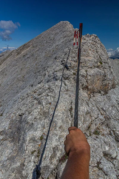 Klimmen Scherpe Koncheto Bergkam Bulgarije — Stockfoto