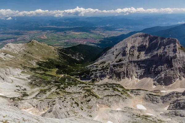 Vista Das Montanhas Pirin Com Cidade Bansko Bulgária — Fotografia de Stock