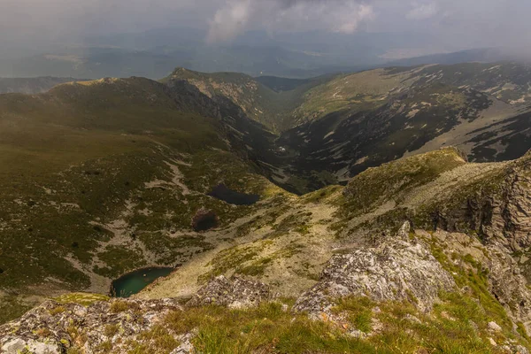 Vista Aérea Dos Lagos Malyovishki Nas Montanhas Rila Bulgária — Fotografia de Stock