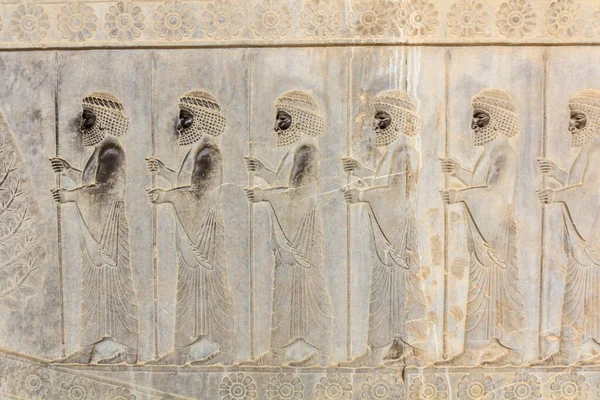 Nesmrtelní Válečníci Basreliéf Starověké Persepolis Írán — Stock fotografie