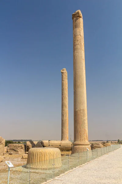 Στήλες Του Παλατιού Apadana Στην Αρχαία Περσέπολη Του Ιράν — Φωτογραφία Αρχείου