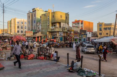 HARGEISA, SOMALILAND - APRIL 12, 2019: Street traffic in the center of Hargeisa, capital of Somaliland