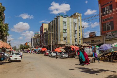 HARGEISA, SOMALILAND - APRIL 12, 2019: Street in the center of Hargeisa, capital of Somaliland
