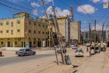 HARGEISA, SOMALILAND - APRIL 12, 2019: Street in the center of Hargeisa, capital of Somaliland