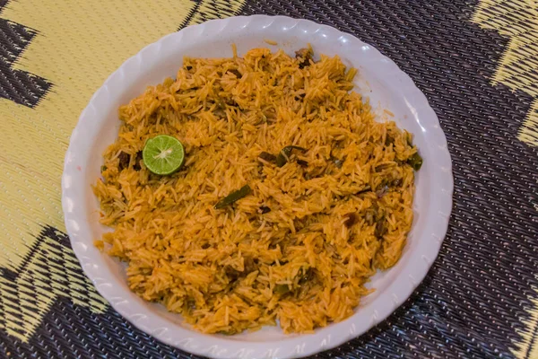 Typical rice meal in Somaliland - Bariis iskukaris