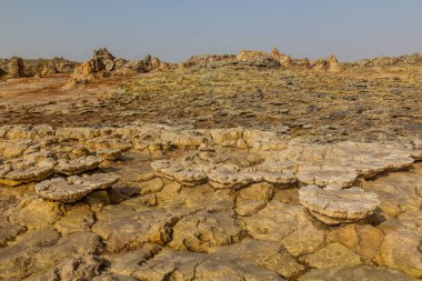 Dallol, Danakil depresyonu, Etiyopya volkanik manzarası.