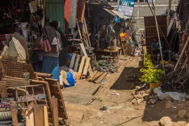 HARAR, ETHIOPIA - APRIL 8, 2019: Street worshops in Harar, Ethiopia