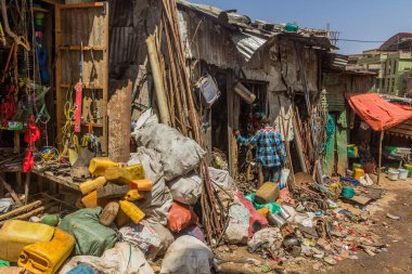 HARAR, ETHIOPIA - APRIL 8, 2019: Street workshops in Harar, Ethiopia
