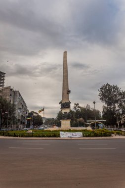 ADDIS ABABA, ETHIOPIA - APRIL 6, 2019: Yekatit 12 monument in Addis Ababa, Ethiopia