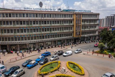 ADDIS ABABA, ETHIOPIA - APRIL 6, 2019: View of Degol (De Gaulle) square in Addis Ababa, Ethiopia