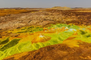Colorful sulfuric landscape of Dallol volcanic area, Danakil depression, Ethiopia