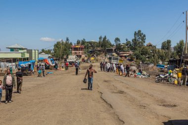 LALIBELA, ETHIOPIA - MARCH 30, 2019: View of a main road in Lalibela, Ethiopia