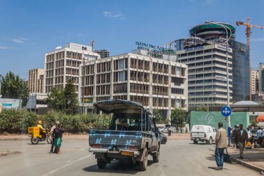 ADDIS ABABA, ETHIOPIA - APRIL 5, 2019: View of the center of Addis Ababa, Ethiopia