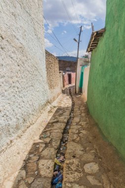 Etiyopya 'nın Harar kentindeki dar bir sokak.